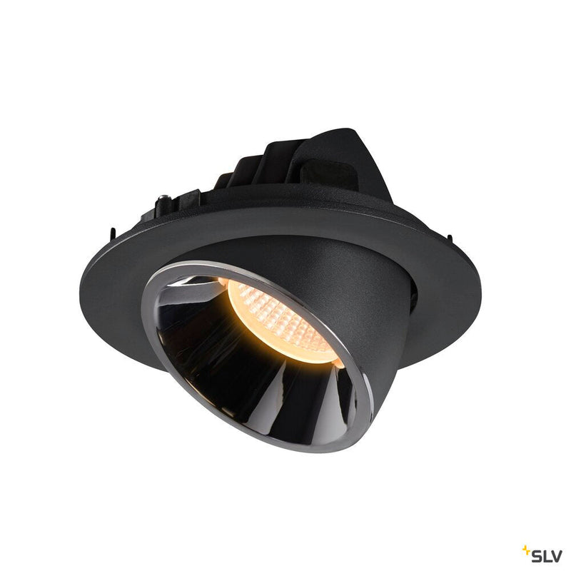NUMINOS GIMBLE L, black / chrome recessed ceiling light, 3000K 20°