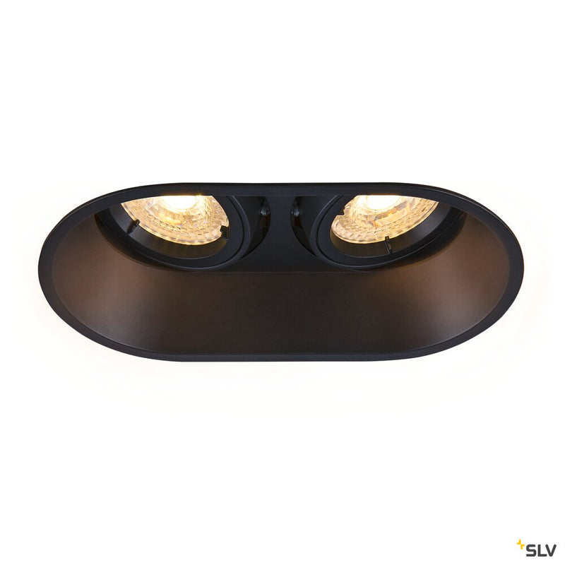 HORN double QPAR51, black recessed ceiling light, 25W