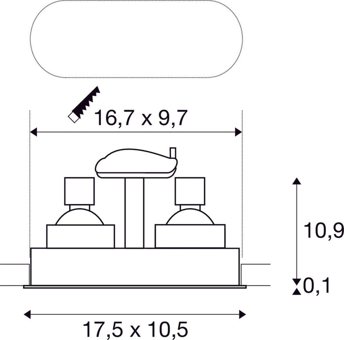 HORN double QPAR51, white recessed ceiling light, 25W