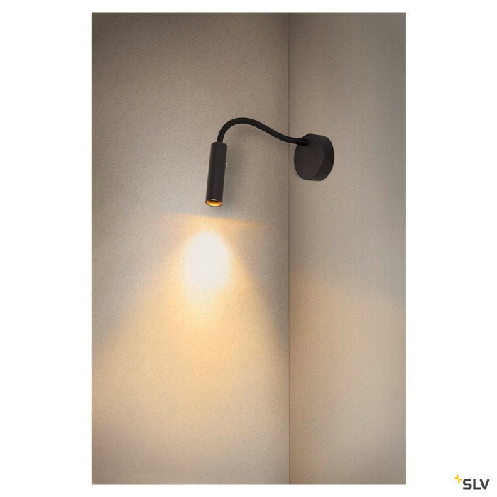 KARPO GOOSE, black wall-mounted light, 5.8W 3000K 40°