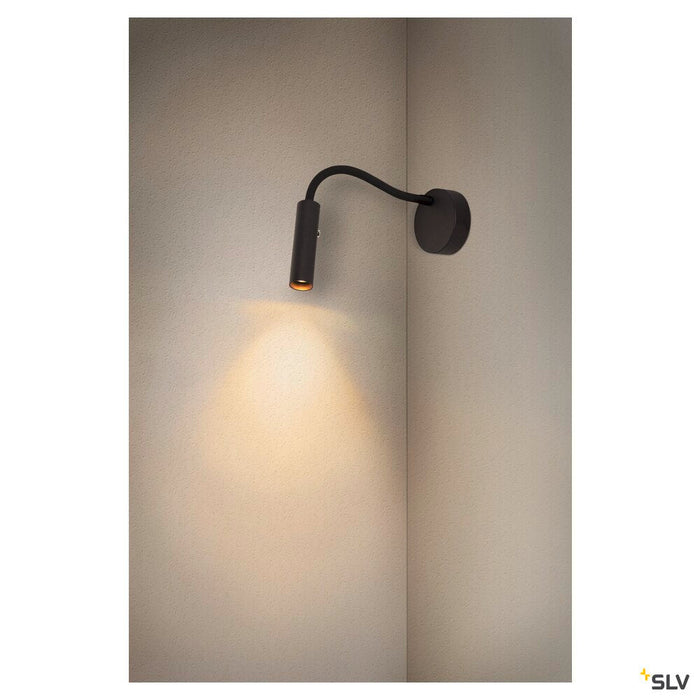 KARPO GOOSE, black wall-mounted light, 5.8W 3000K 40°