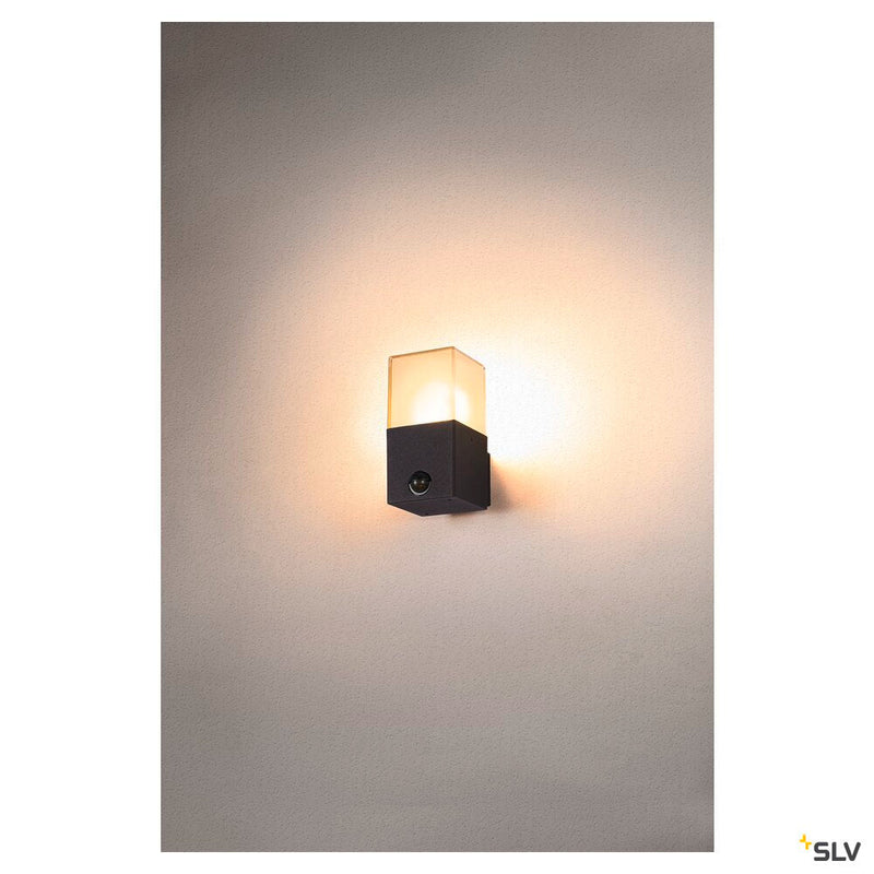 GRAFIT E27 square Sensor, anthracite wall-mounted light
