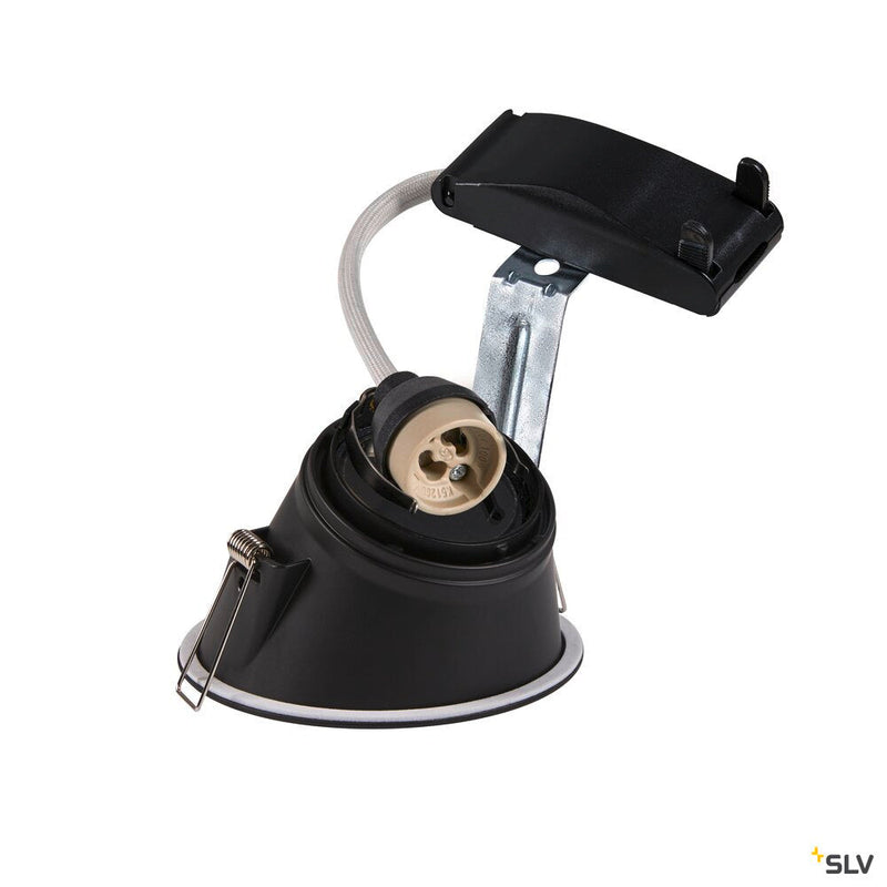 HORN-A, recessed fitting, QPAR51, round, matt black, max. 50W, incl. clip springs