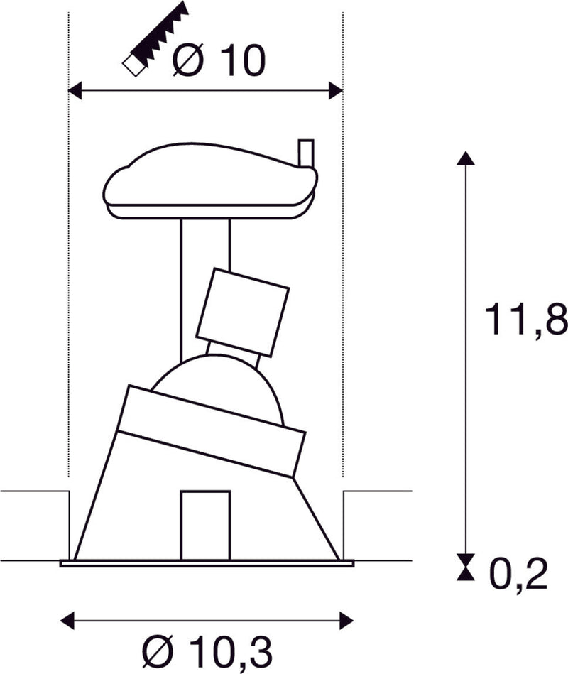HORN-A, recessed fitting, QPAR51, round, matt black, max. 50W, incl. clip springs