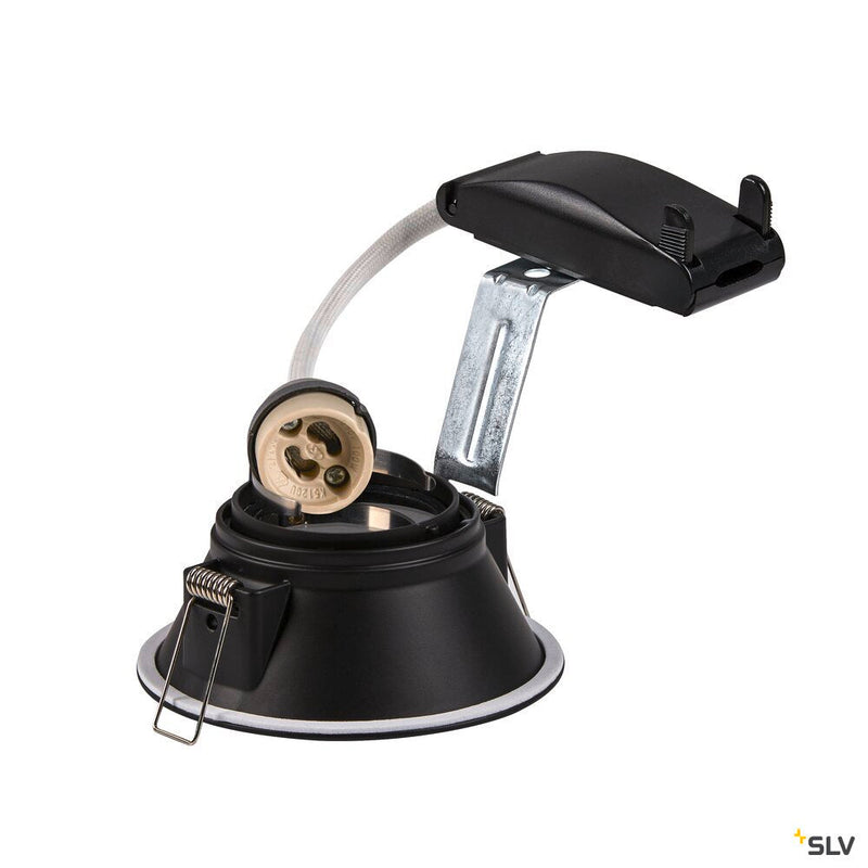 HORN-O, recessed fitting, QPAR51, round, matt black, max. 50W, incl. clip springs