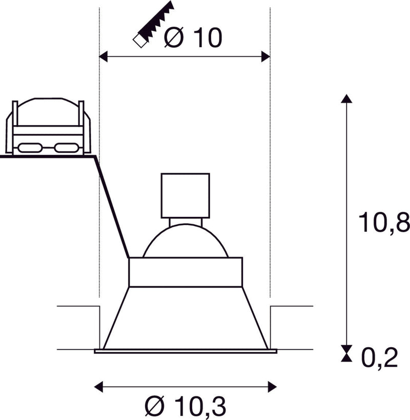 HORN-O, recessed fitting, QPAR51, round, matt black, max. 50W, incl. clip springs