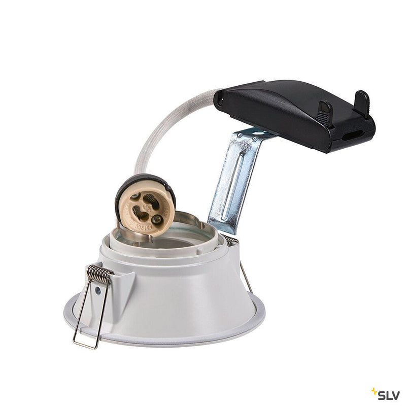 HORN-O, recessed fitting, QPAR51, round, matt white, max. 50W, incl. clip springs