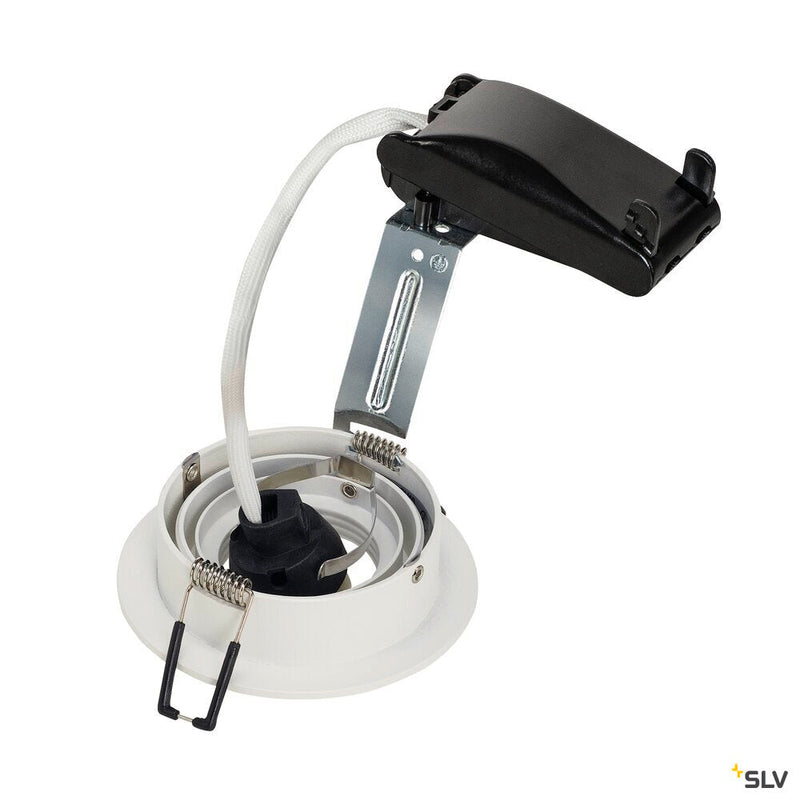 NEW TRIA 1 recessed fitting, single-headed, QPAR51, round, white, max. 50W, incl. clip springs