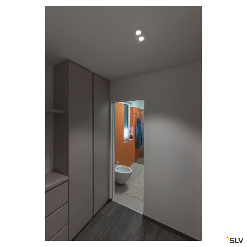 NEW TRIA 2 recessed fitting, double-headed, QPAR51, rectangular, white, max. 100W, incl. clip springs