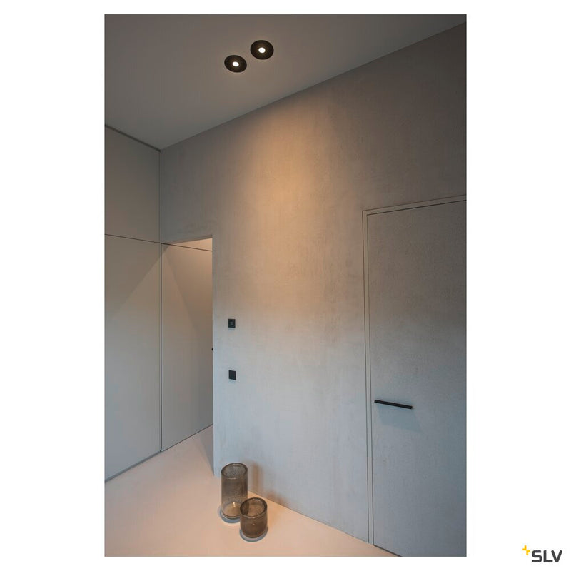 NEW TRIA 1 recessed fitting, single-headed, QPAR111, round, matt black, max. 75W, incl. leaf springs