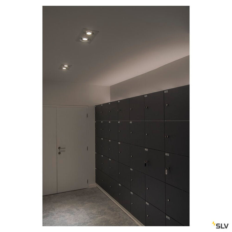 NEW TRIA 2 recessed fitting, double-headed, QPAR111, rectangular, matt white, max. 150W, incl. clip springs