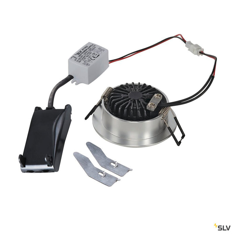 NEW TRIA 68 I CS, Indoor LED recessed ceiling light alu round 3000K 38° incl. driver clip springs