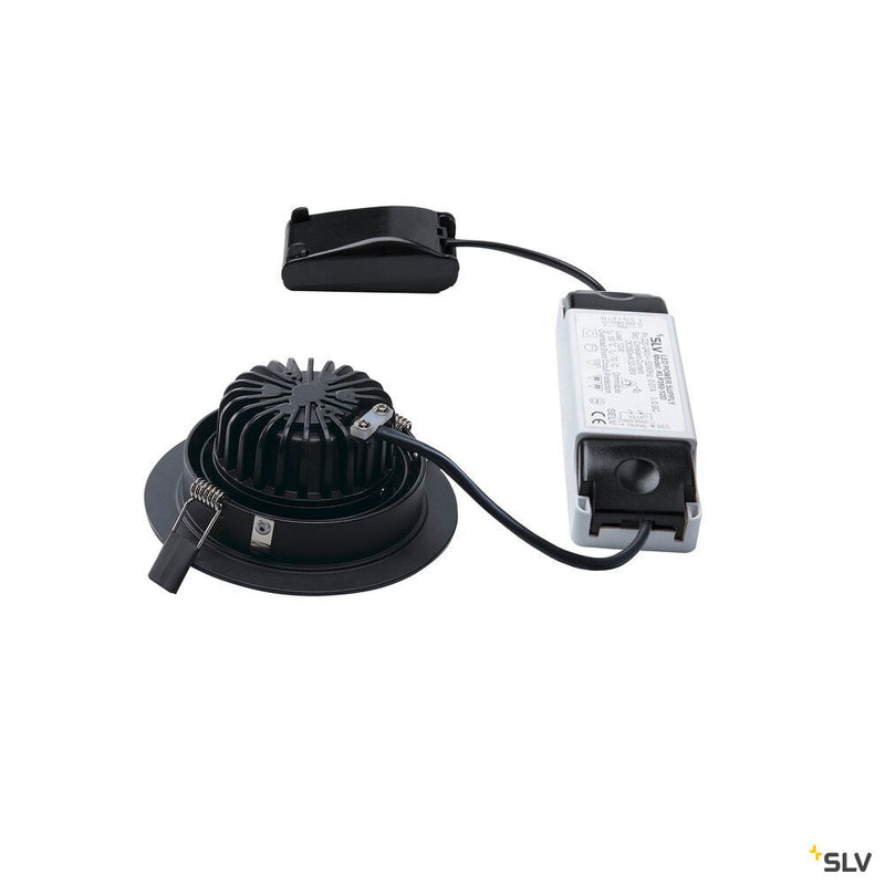 NEW TRIA 1 SET recessed fitting, LED, 2700K, round, black, 38°, 14W, incl. driver, clip springs