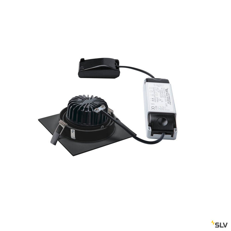 NEW TRIA 1 SET recessed fitting, LED, 2700K, square, black, 38°, 16W, incl. driver, clip springs