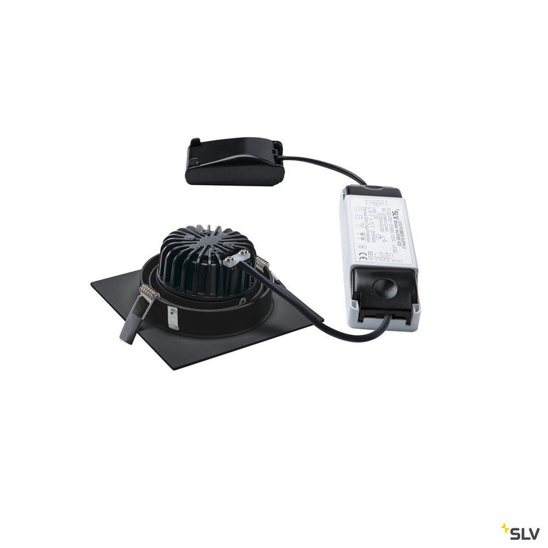 NEW TRIA 1 SET recessed fitting, LED, 3000K, square, black, 38°, 16W, incl. driver, clip springs
