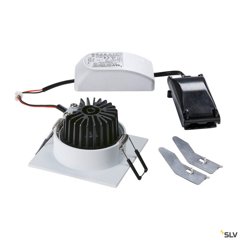 NEW TRIA 68 recessed fitting, LED, 3000K, square, matt white, 38°, 12W, incl. driver, clip springs