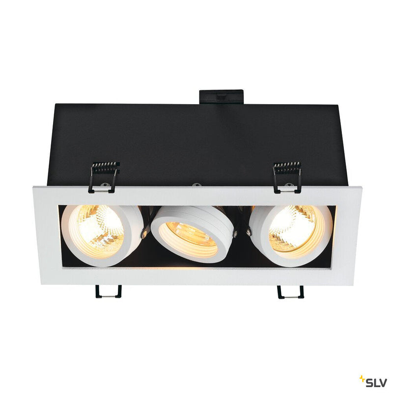 KADUX 3 recessed fitting, triple-headed, QPAR51, rectangular, matt white, max. 150W, incl. clip springs