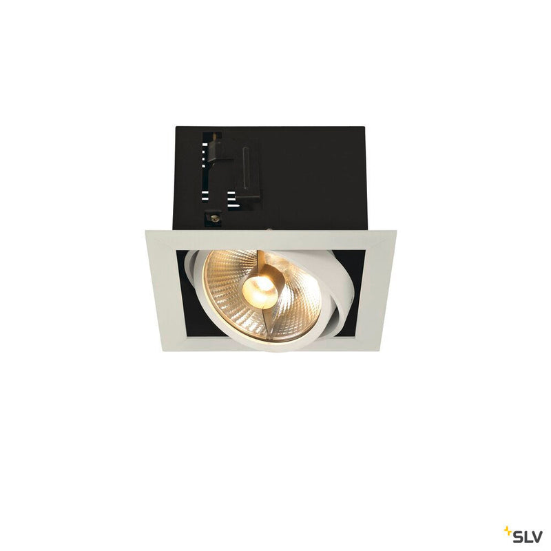 KADUX 1 recessed fitting, single-headed, QPAR111, square, matt white, max. 75W