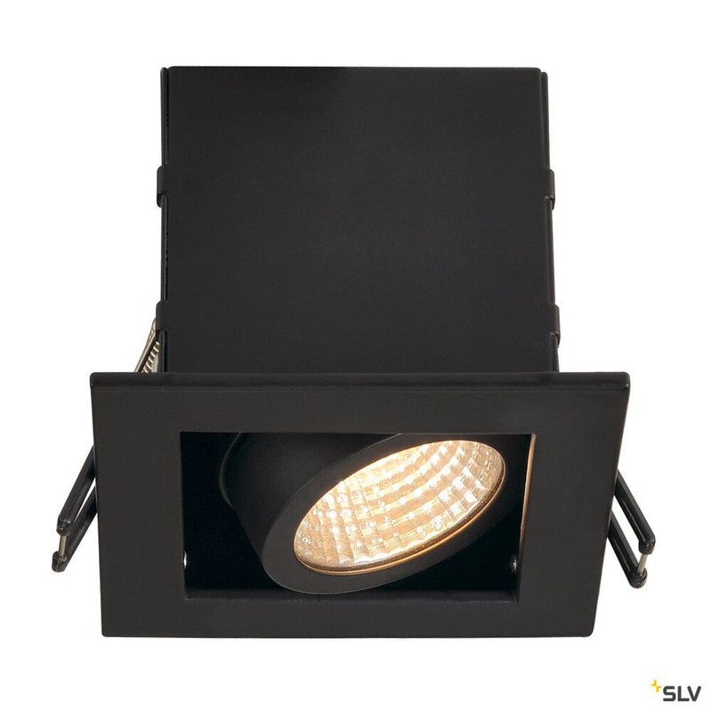 KADUX 1 SET recessed fitting, single-headed LED, 3000K, square, matt black, 38°, 9W, incl. driver