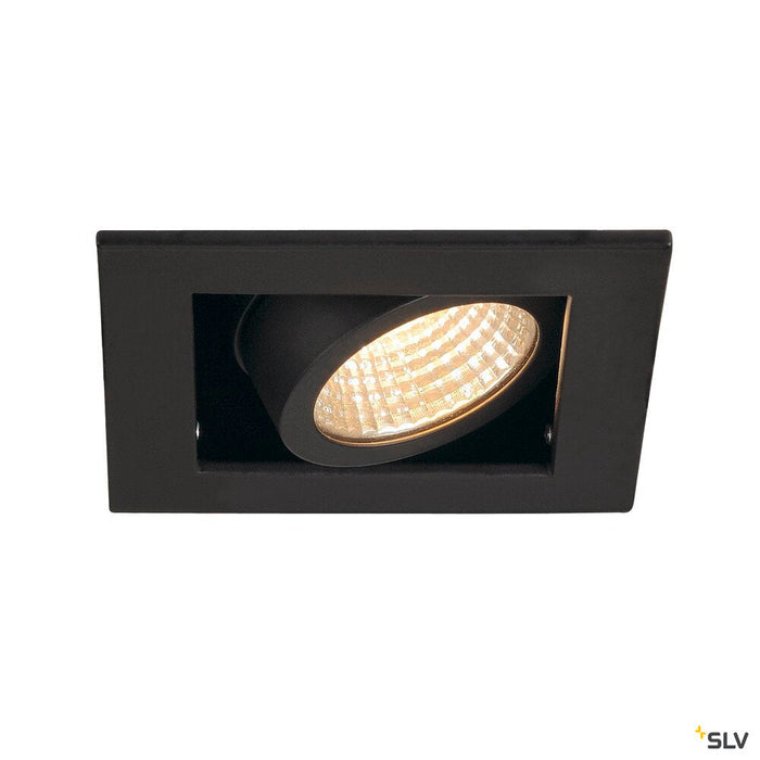 KADUX 1 SET recessed fitting, single-headed LED, 3000K, square, matt black, 38°, 9W, incl. driver