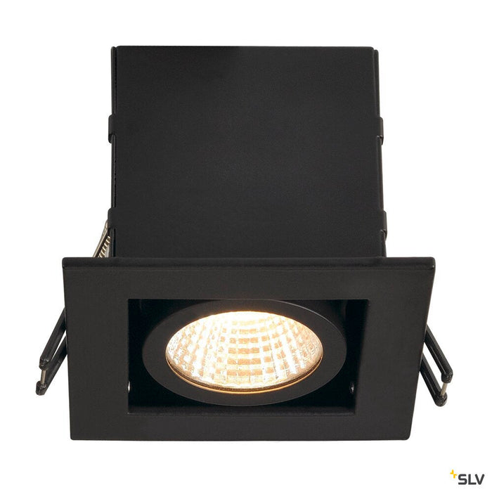 KADUX 1 SET recessed fitting, single-headed LED, 3000K, square, matt black, 38°, 9W, incl. driver