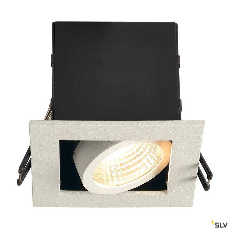 KADUX 1 SET recessed fitting, single-headed LED, 3000K, square, matt white, 38°, 9W, incl. driver