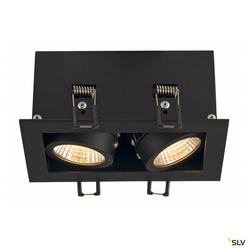 KADUX 2 SET recessed fitting, double-headed LED, 3000K, rectangular, matt black, 38°, 15W, incl. driver