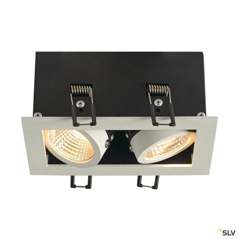 KADUX 2 SET recessed fitting, double-headed LED, 3000K, rectangular, matt white, 38°, 15W, incl. driver