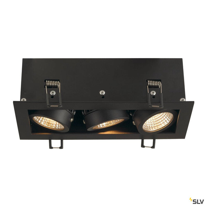 KADUX 3 SET recessed fitting, triple-headed LED, 3000K, rectangular, matt black, 38°, 22W, incl. driver