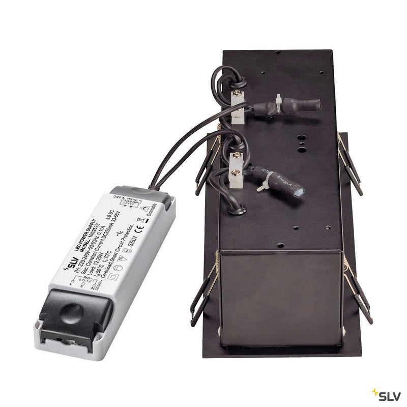 KADUX 3 SET recessed fitting, triple-headed LED, 3000K, rectangular, matt black, 38°, 22W, incl. driver