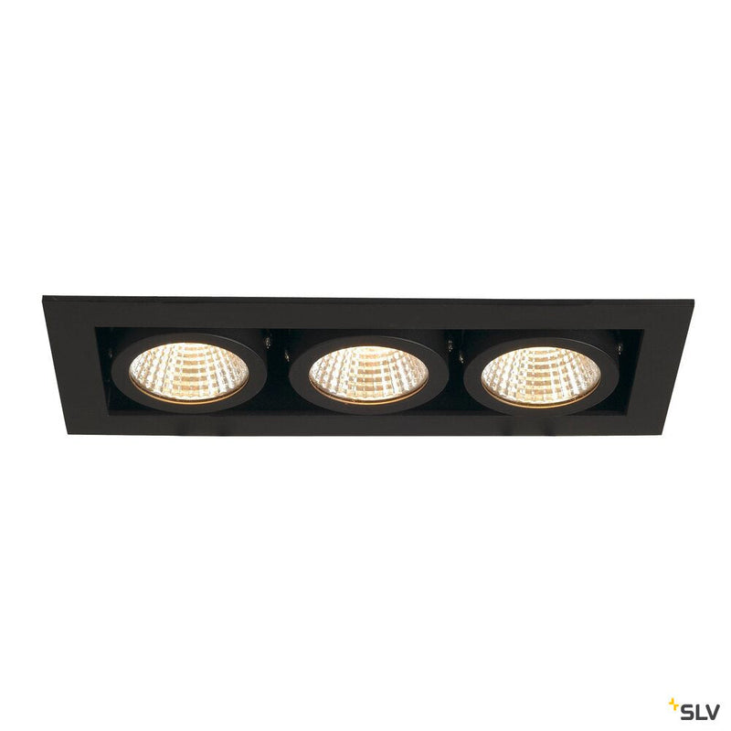KADUX 3 SET recessed fitting, triple-headed LED, 3000K, rectangular, matt black, 38°, 22W, incl. driver