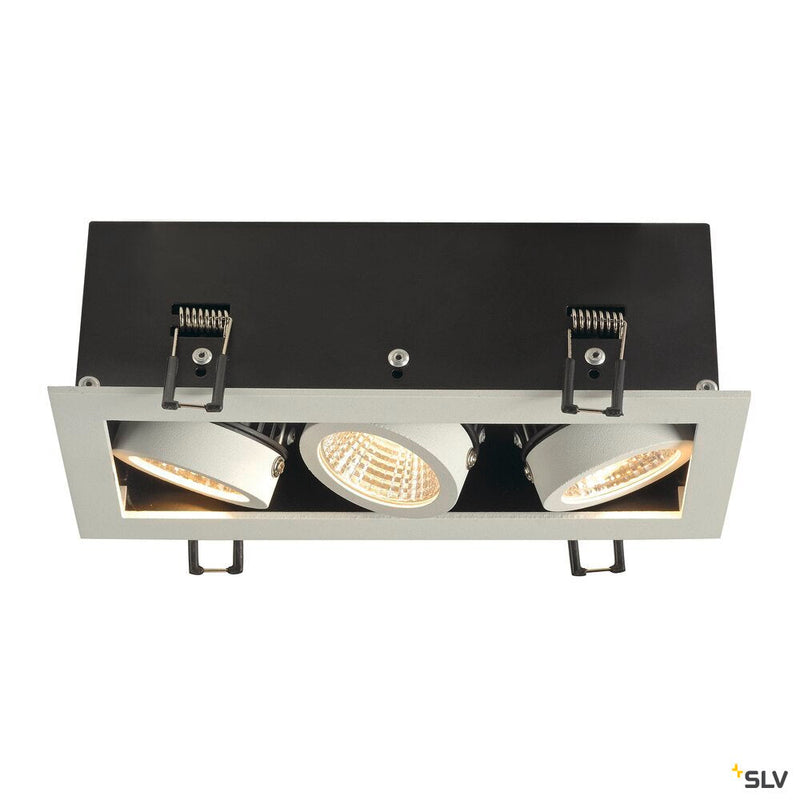 KADUX 3 SET recessed fitting, triple-headed LED, 3000K, rectangular, matt white, 38°, 3x9W, incl. driver