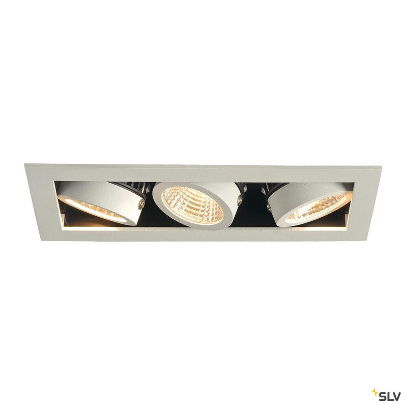 KADUX 3 SET recessed fitting, triple-headed LED, 3000K, rectangular, matt white, 38°, 3x9W, incl. driver