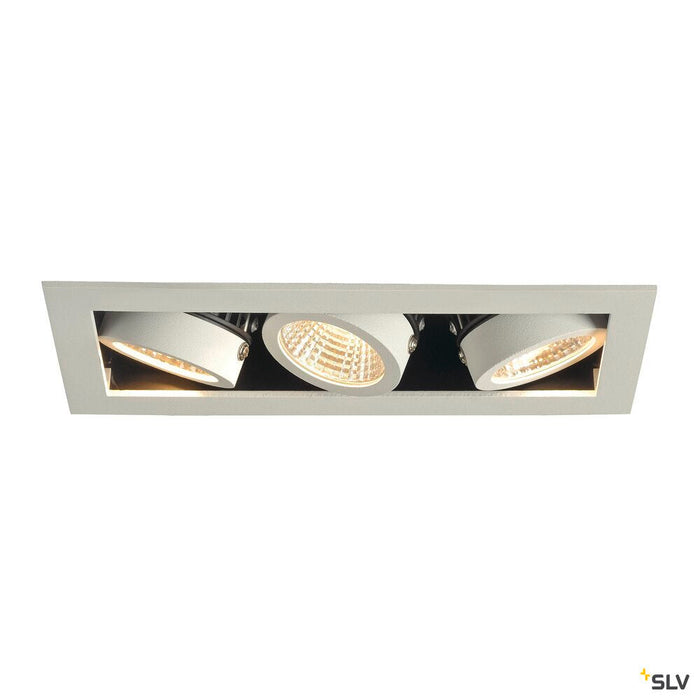 KADUX 3 SET recessed fitting, triple-headed LED, 3000K, rectangular, matt white, 38°, 3x9W, incl. driver