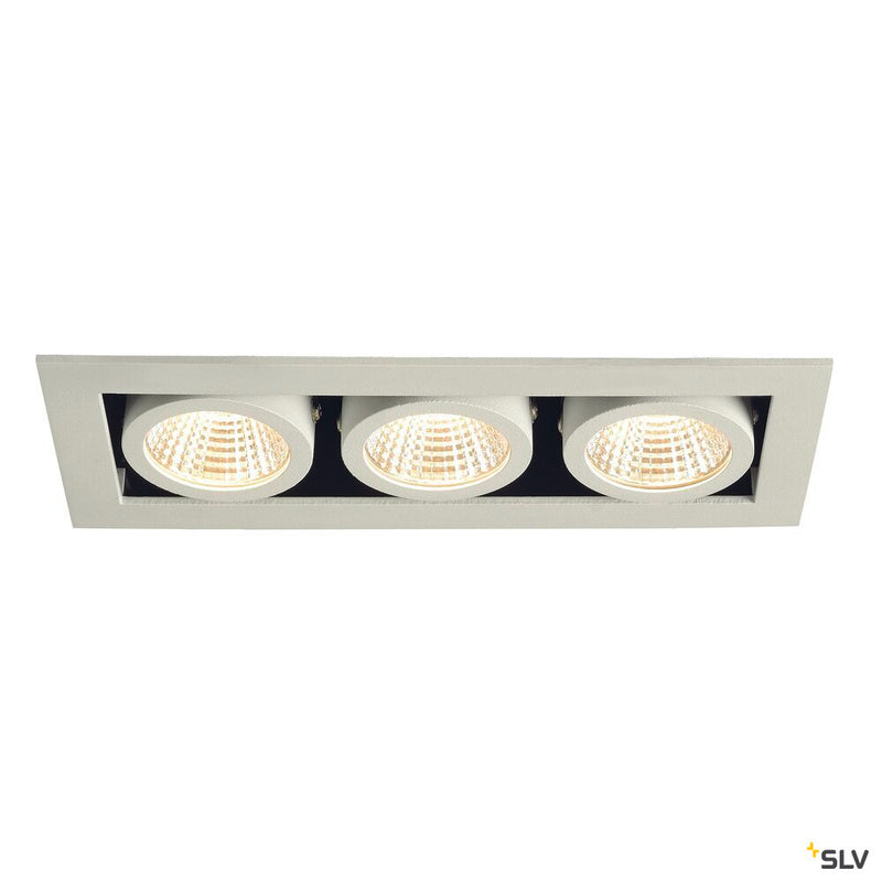 KADUX 3 SET recessed fitting, triple-headed LED, 3000K, rectangular, matt white, 38°, 3x9W, incl. driver