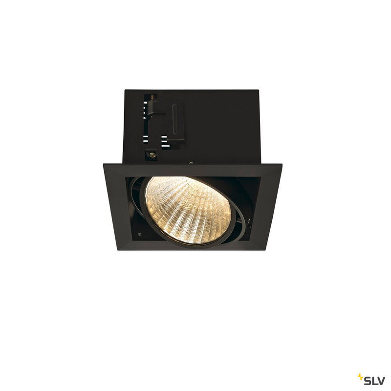 KADUX 1 SET recessed fitting, single-headed LED, 3000K ex, square, matt black, 30°, 29W, incl. driver, clip springs