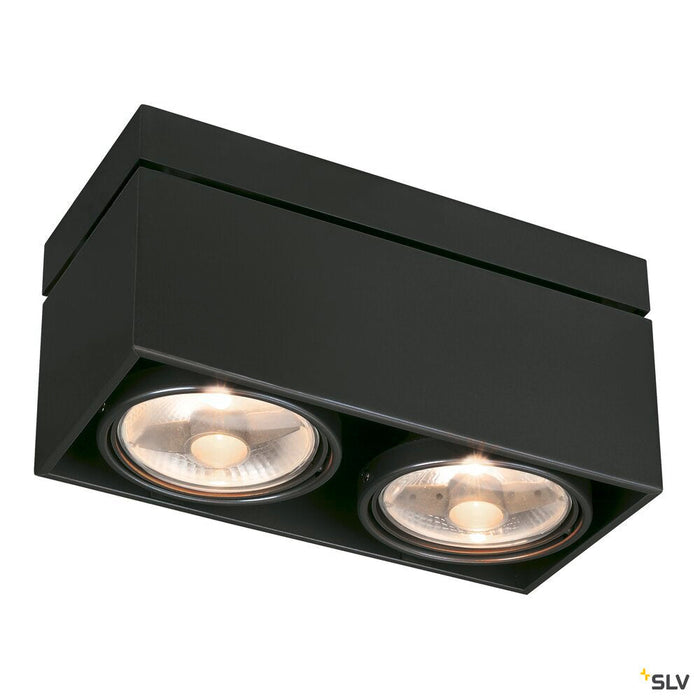 KARDAMOD ceiling light, double-headed, QPAR111, rectangular, matt black, max. 150W