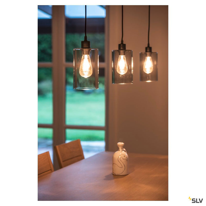 FENDA suspension, A60, black, without shade, without canopy, open cable, max. 60W