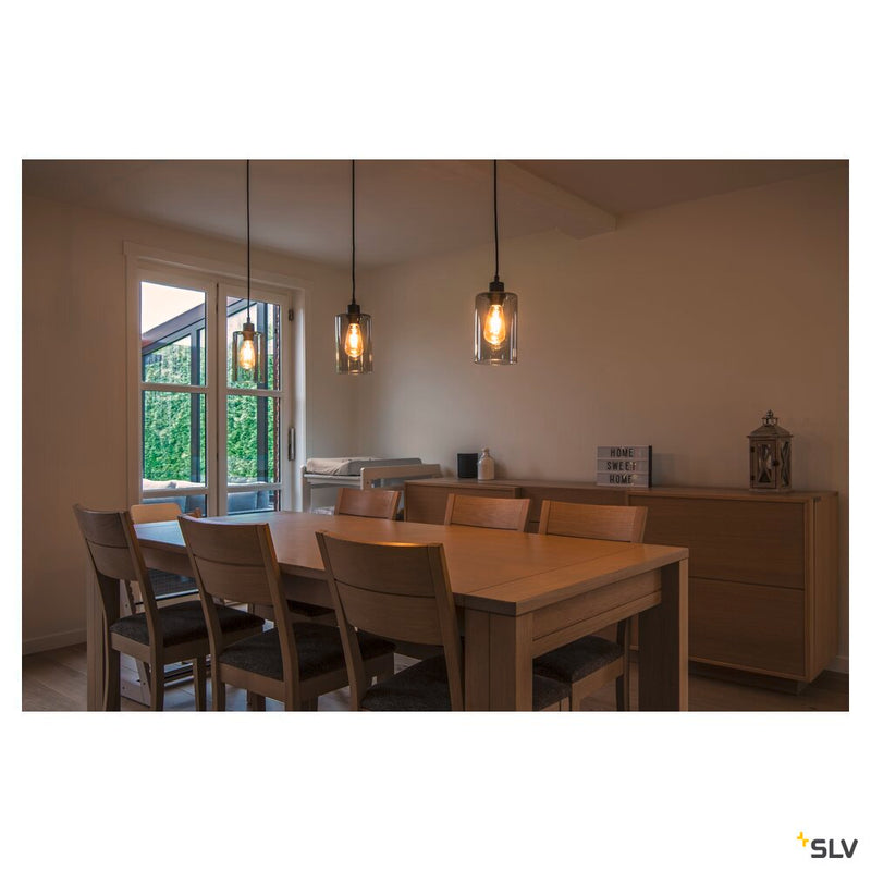 FENDA suspension, A60, black, without shade, without canopy, open cable, max. 60W