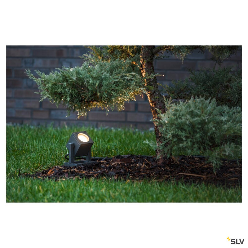 CUBIX 1 outdoor floor stand, single-headed, QPAR51, IP44, square, anthracite, energy saving lamp, max. 25W