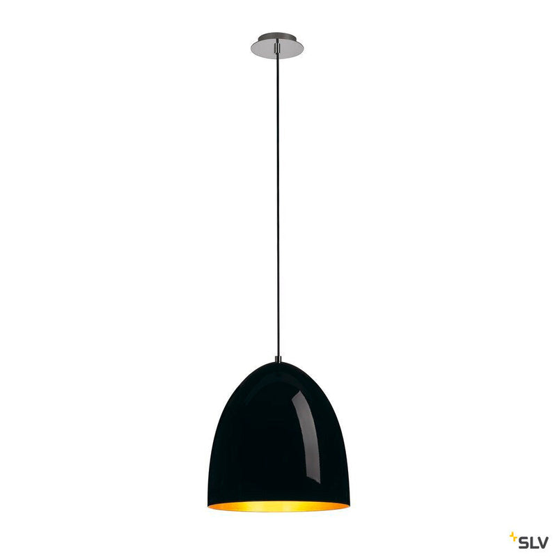 PARA CONE 30, pendant, A60, round, black / gold, Ø 30 cm, max. 60W