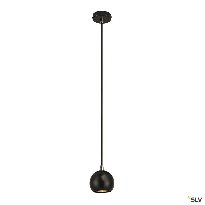 LIGHT EYE BALL, pendant, LED GU10, black/chrome, black textile cable, black/chrome ceiling plate, 5W