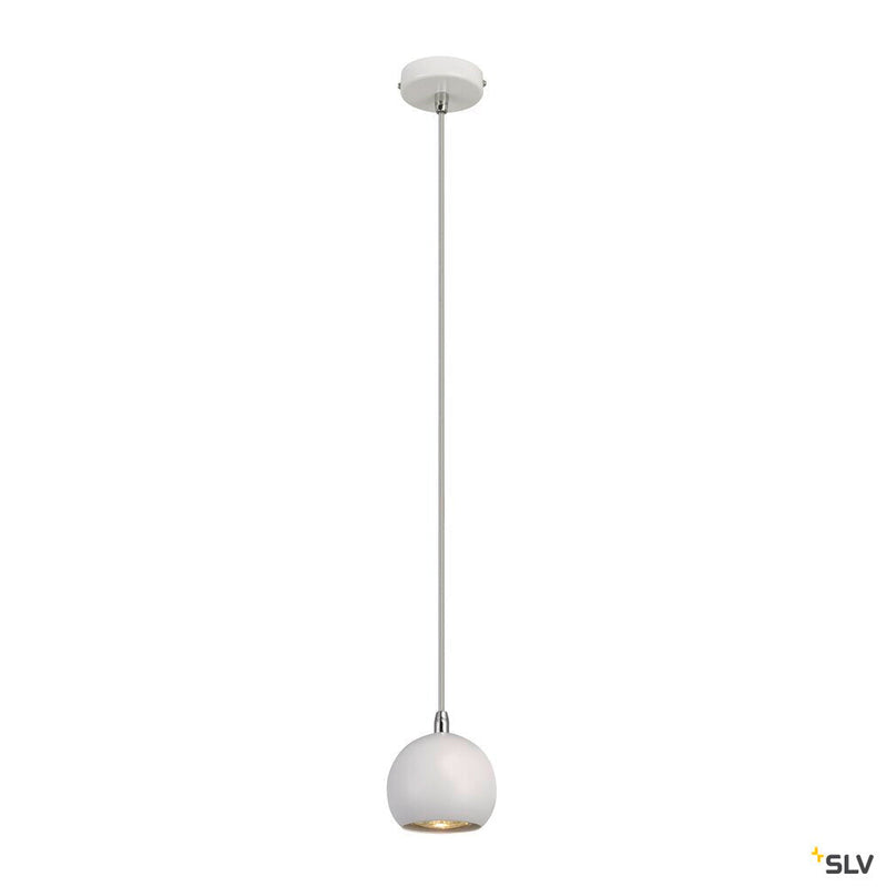 LIGHT EYE BALL pendant, LED GU10, white/chrome, clear cable, white/chrome ceiling plate, 5W