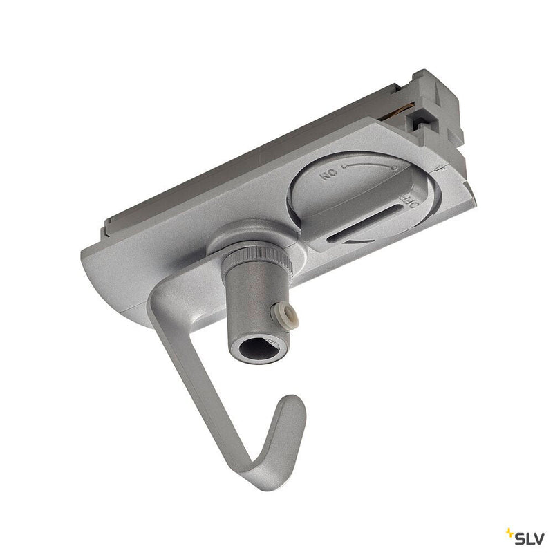 ADAPTER for high-voltage track, 1-phase, silver, electrical, incl. hooks