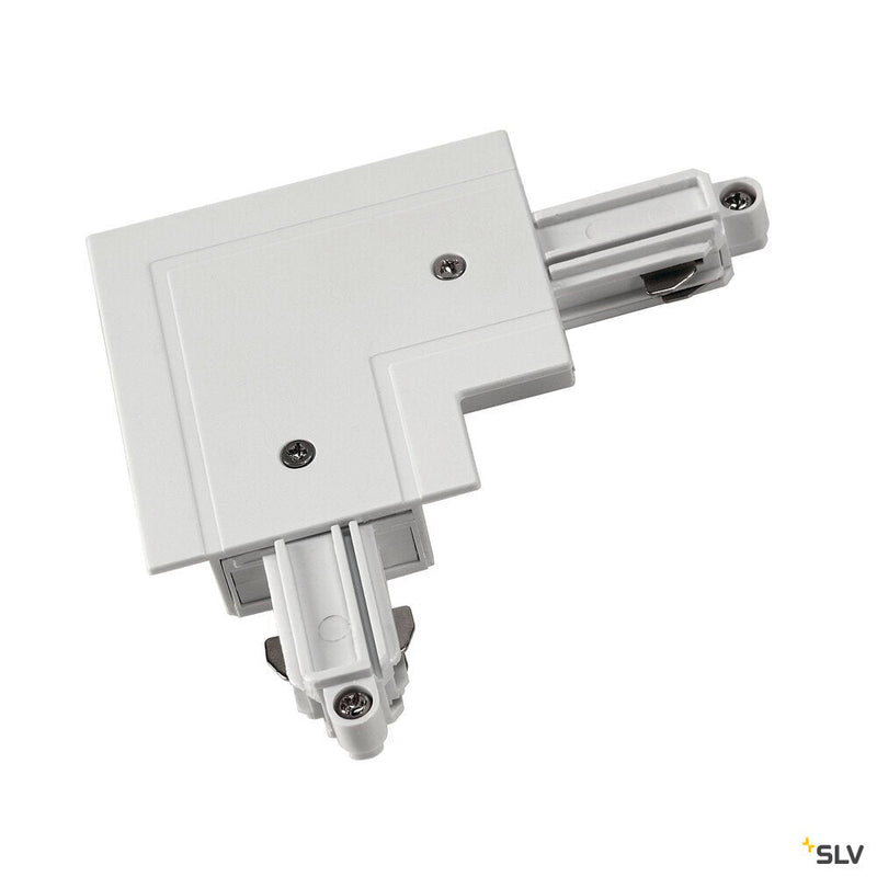 CORNER CONNECTOR for 240V 1-phase  recessed track, white, earth electrode inside