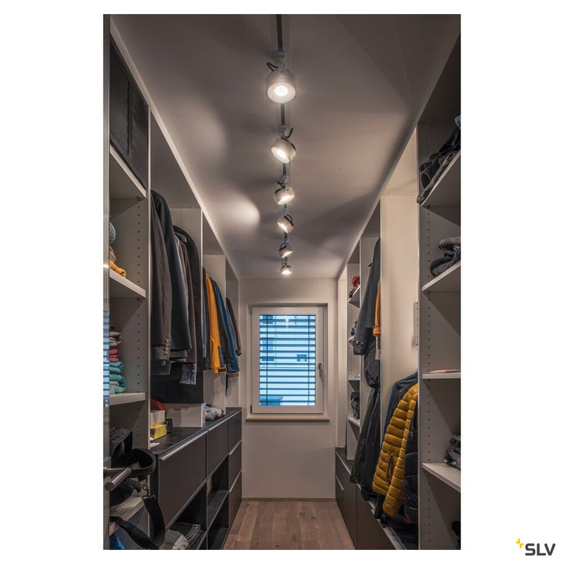 KALU TRACK, spot for 240V 1-phase track, LED, 3000K, white, incl. 1-phase adapter