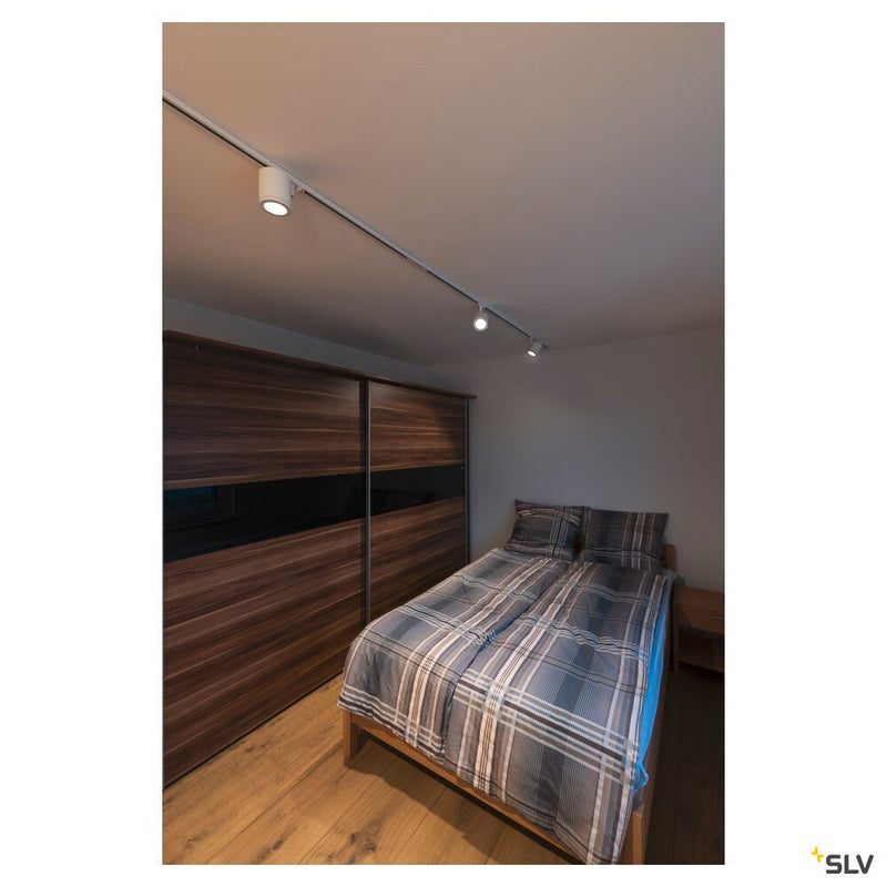 ENOLA_C spot for 240V 1-phase track, LED, 3000K, round, matt white, 55°, 11.2W, incl. 1-phase adapter