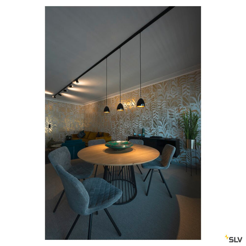 PARA CONE 14 pendant, LED GU10 51 mm, round, black / gold, Ø/H 13.3/14, incl. 1-phase adapter, black