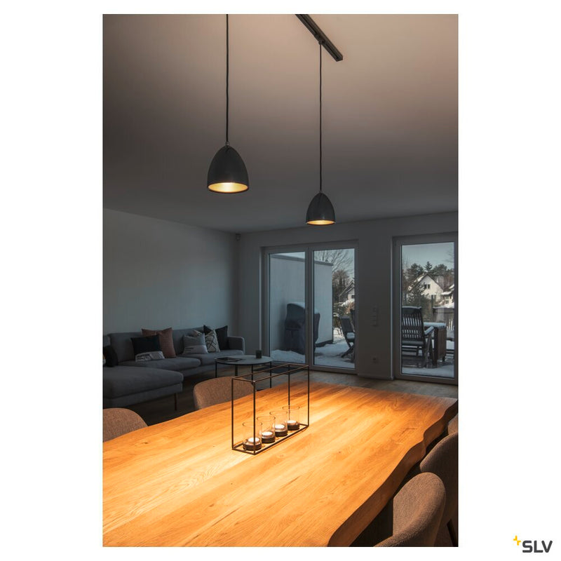 PARA CONE 14 pendant, LED GU10 51 mm, round, black / gold, Ø/H 13.3/14, incl. 1-phase adapter, black