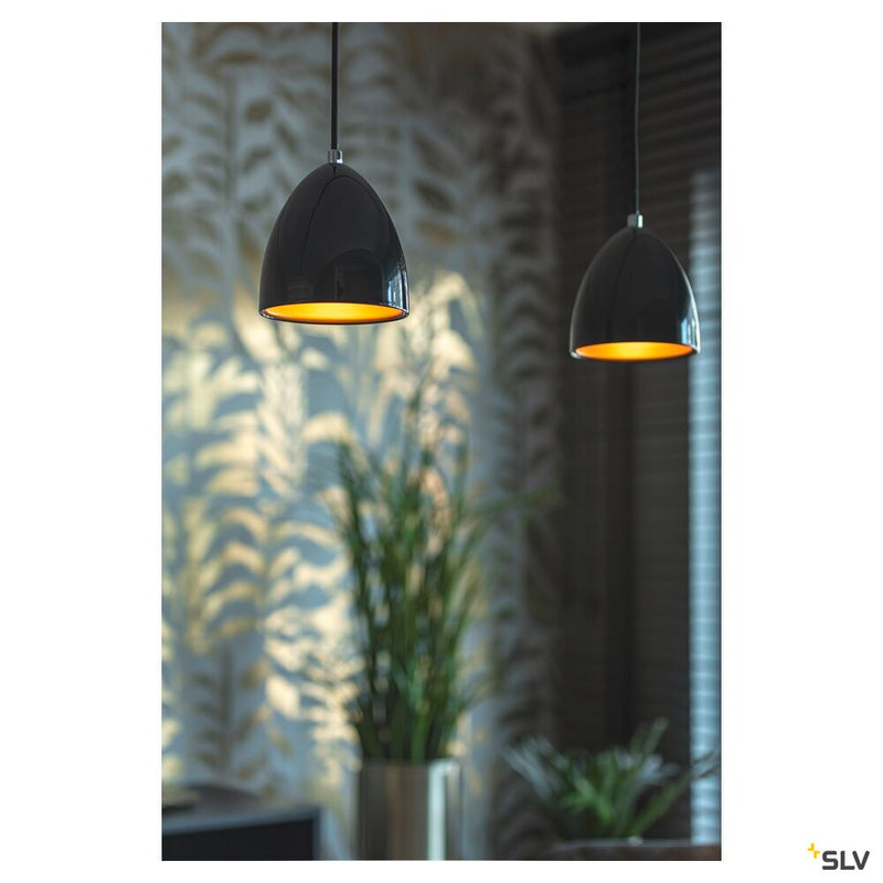 PARA CONE 14 pendant, LED GU10 51 mm, round, black / gold, Ø/H 13.3/14, incl. 1-phase adapter, black